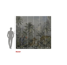 Komar nástěnná malba s motivem džungle, palmami a lví rodinou, 280x300 cm