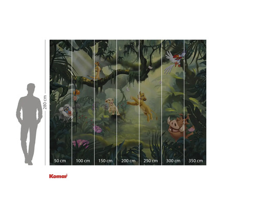 Fototapeta Komar s motivy džungle a postavami z Lvího krále, výška 280 cm, dostupná v různých šířkách