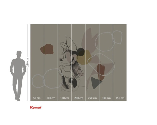 Fototapeta s Minnie Mouse a abstraktními tvary, rozměr 350 x 280 centimetrů