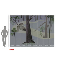 Nástěnná malba s motivem lesa a slonem na kmeni stromu