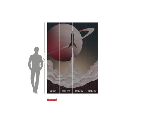 Fototapeta s raketovým startem před planetou