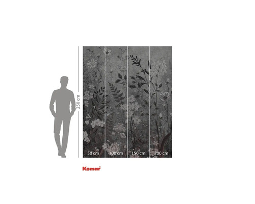 Komar fototapeta s květinovým vzorem a údaji o velikosti