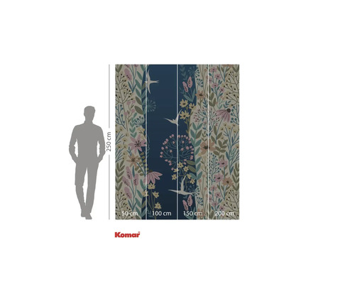 Vliesová tapeta s květinovým a ptačím vzorem, velikost tapety 250 x 200 cm