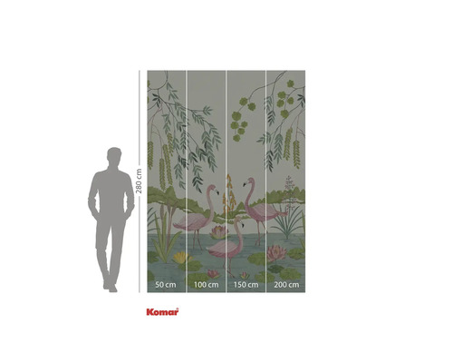 Fototapeta s plameňáky, lekníny a rostlinami