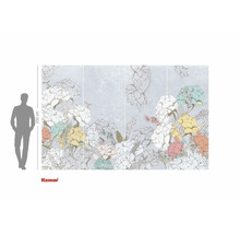 Fototapeta s květinovým vzorem a výškovou indikací