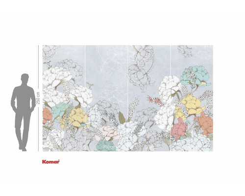 Fototapeta s květinovým vzorem a výškovou indikací