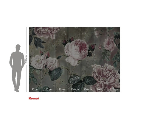 Fototapeta se vzorem růží a rozměry.