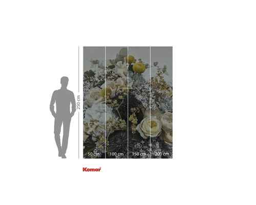 Fototapeta s květinovým motivem a údaji o velikosti