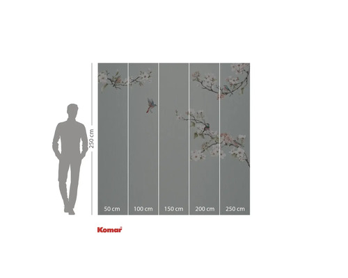 Fototapeta s motivem ptáků a květin, rozměry 250 x 250 centimetrů