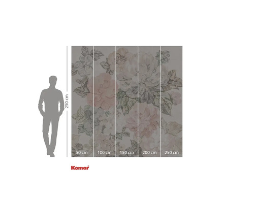 Fototapeta s květinovým vzorem a údaji o velikosti