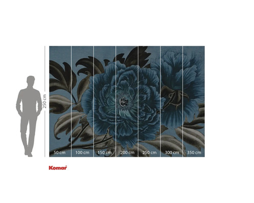 Tapeta s květinovým vzorem a údaji o velikosti