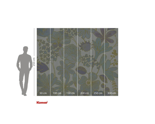 Fototapeta s květinovým vzorem a údaji o velikosti