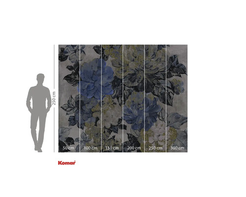 Foto tapeta s květinovým vzorem a údaji o velikosti