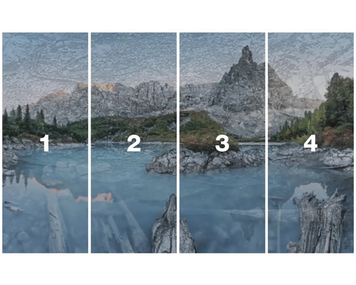 Čtyřdílná fototapeta s motivem horského jezera
