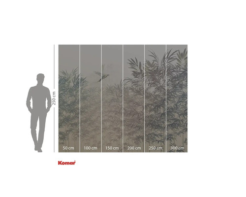 Fototapeta Komar s bambusovým lesem a ptákem, rozměry 250 x 300 cm