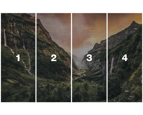 Čtyřdílný nástěnný obraz s horskou krajinou