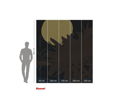 Fototapeta Komar s rostlinným motivem, měsícem a údaji o velikosti