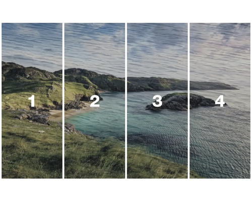 Dekorativní nástěnný obraz s pobřežní krajinou ve čtyřech různých pohledech