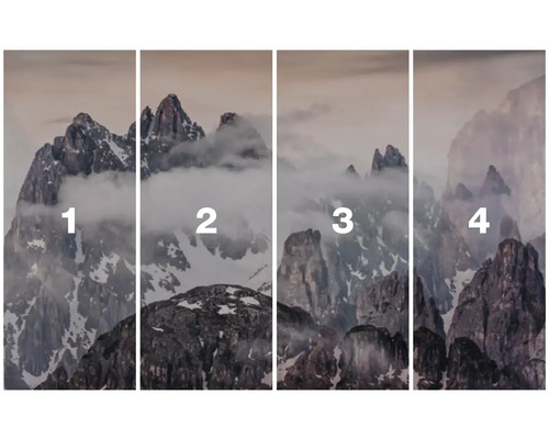 Čtyřdílný horský motiv pro dekoraci stěn