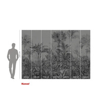 Fototapeta Komar s motivem džungle, skládající se z palem, listů a leopardů, o rozměrech 250 x 350 centimetrů