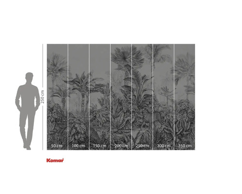 Fototapeta Komar s motivem džungle, skládající se z palem, listů a leopardů, o rozměrech 250 x 350 centimetrů