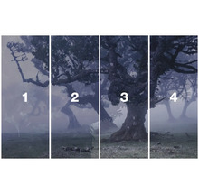 Čtyřdílná nástěnná malba se stromy v lese