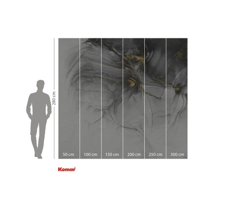Fototapeta Komar s abstraktním motivem v šedé a zlaté barvě, údaje o velikosti.