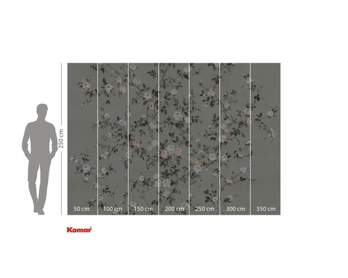 Fototapeta s motivem růží a údaji o velikosti