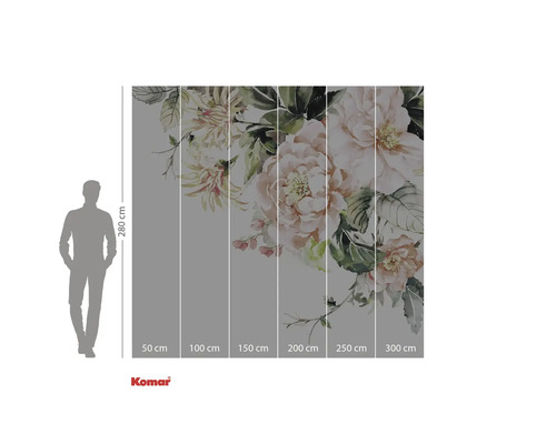 Foto tapeta s květinovým vzorem a výškovou indikací