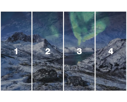 Čtyřdílná nástěnná malba s horskou krajinou