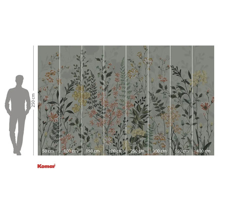 Fototapeta s květinovým vzorem a údaji o velikosti