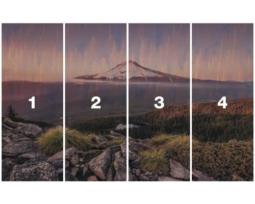 Čtyřdílná nástěnná malba s horským motivem