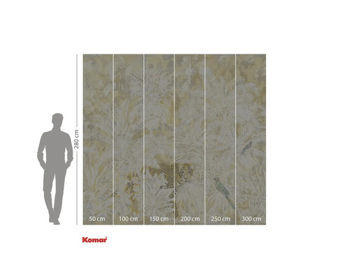 Fototapeta Komar s motivem džungle, leopardem a papoušky, rozměry 280 x 300 cm