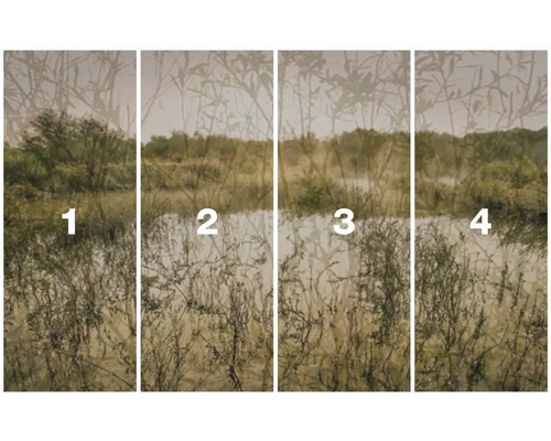 Čtyřdílný obraz krajiny se stromy a keři