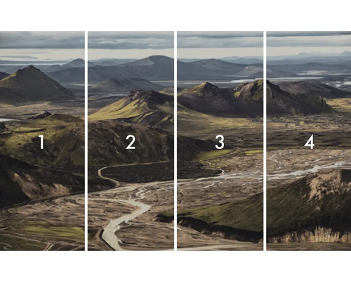 Čtyřdílná fototapeta s horskou krajinou