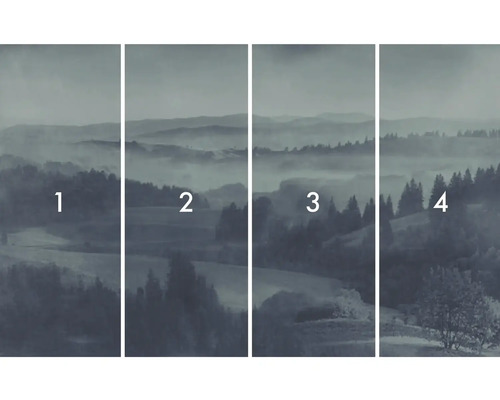 Čtyřdílná tapeta s motivem krajiny a lesa