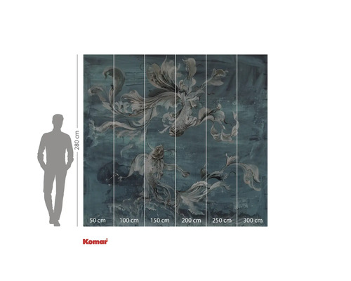 Foto tapeta s motivem ryb a uvedením rozměrů.