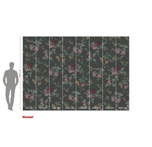 Fototapeta s květinovým vzorem a údaji o velikosti.