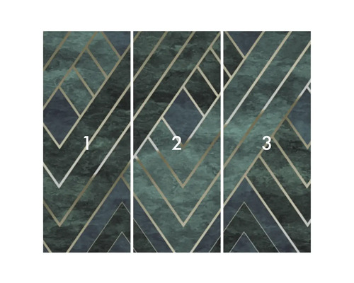 Vzor tapety s geometrickými tvary a mramorovou strukturou, třídílný