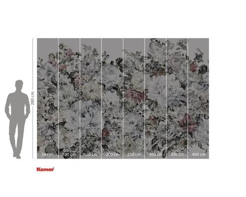 Fototapeta s květinovým vzorem a údaji o velikosti