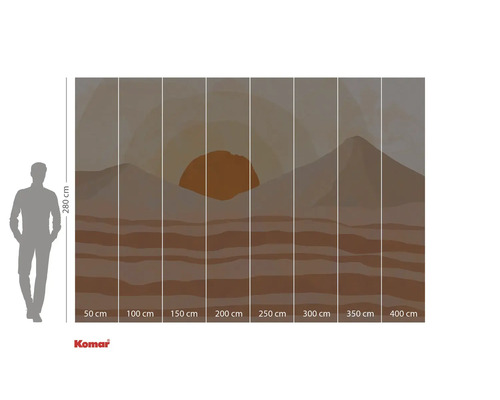 Komar fototapeta s pouštní krajinou a vycházejícím sluncem, 280 x 400 cm