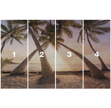 Čtyřdílná nástěnná malba s palmami na pláži
