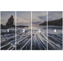 Čtyřdílný snímek krajiny s pobřežními motivy