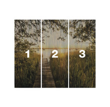 Tapeta s jezerem, dřevěným molem a rákosím