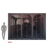 Fototapeta s pouštní krajinou, měsícem a oblouky a údaji o velikosti