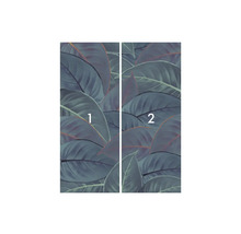 Foto tapeta se vzorem listů, skládající se ze dvou částí