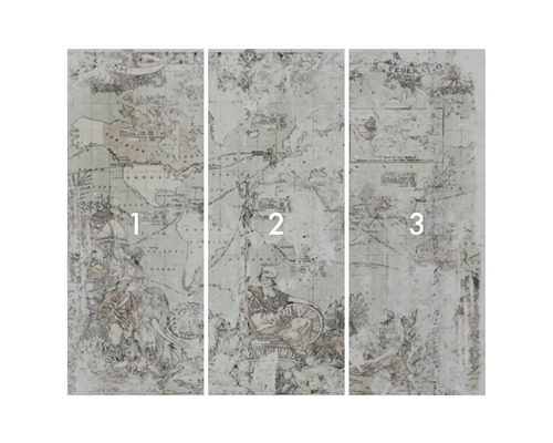 Třídílná fototapeta s motivem mapy světa