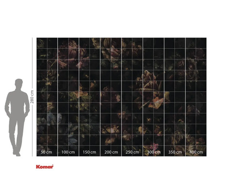 Fototapeta s květinovým vzorem a údaji o velikosti