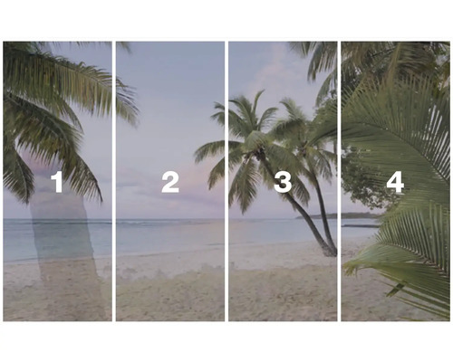 Čtyřdílný plážový motiv s palmami