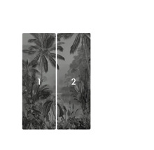 Nástěnná malba s motivem džungle, skládající se ze dvou částí.